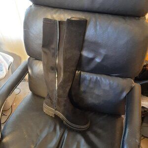 NEW Wild Diva Lounge VIVICA08 Faux Suede Lycra Over Knee High Lug Sole Blk Sz6.5